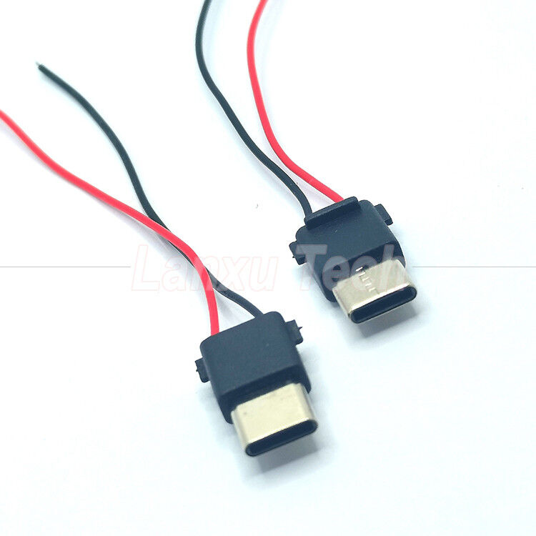 USB Type C 2 Pin Male Plug Connector Cable for Phone Power Bank