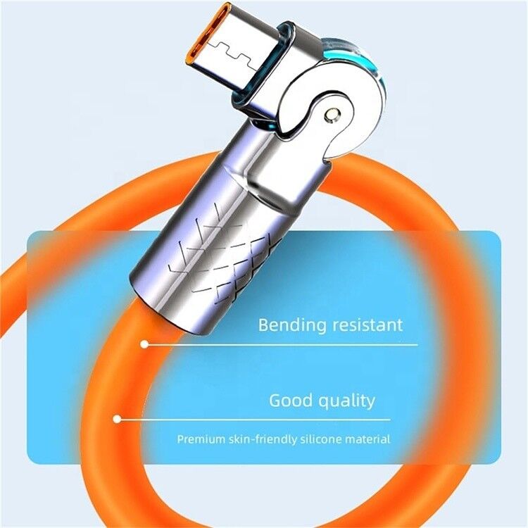 180 Degree Rotating Fast Charging 120w 6A Silicone USB Micro Type C Cable for Android Mobile Phone