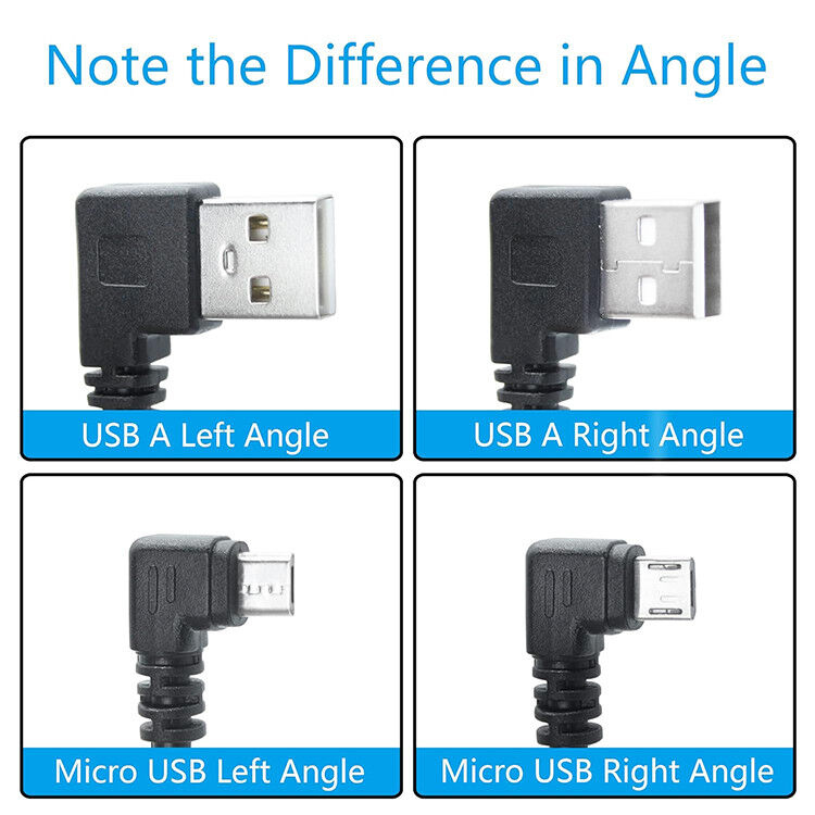 Angle USB to L Shape Left Right Angle 90 Degree Micro V8 Extension Data Charger Cable