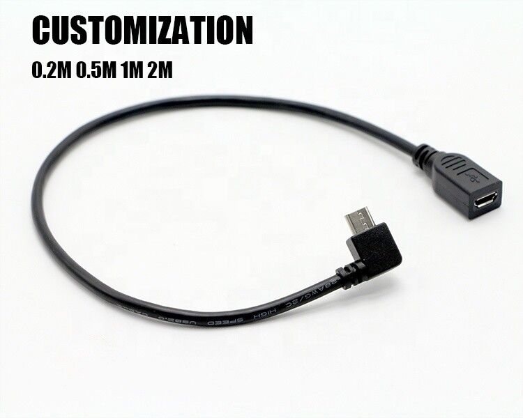 90 Degree Left Right Up Down  Angle Male to Female Micro B USB 2.0 Extension Cable