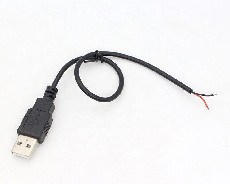 USB 2.0 A Male to Open Stripped 2 Tinned Soldering Bare Wire End Pigtail Cable
