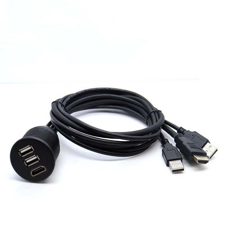 3 Ports USB 2.0 Male To USB 2.0 Female Waterproof Extension Cable With Flush Mount Panel For Car Truck Boat Motorcycle Computer