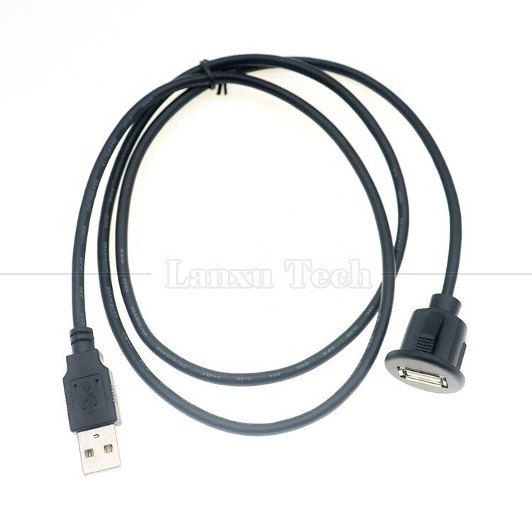 Car Audio Dashboard Flush Mount Panel USB 2.0 Male to Female Extension Cable for Car Truck Boat Motorcycle Dashboard