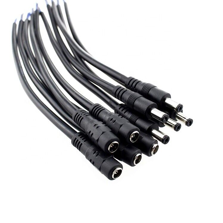 Custom Male Female Jack 1.35 2.5 2.1x5.5mm DC Cable Bare End Stripped Wire Pigtail Cable