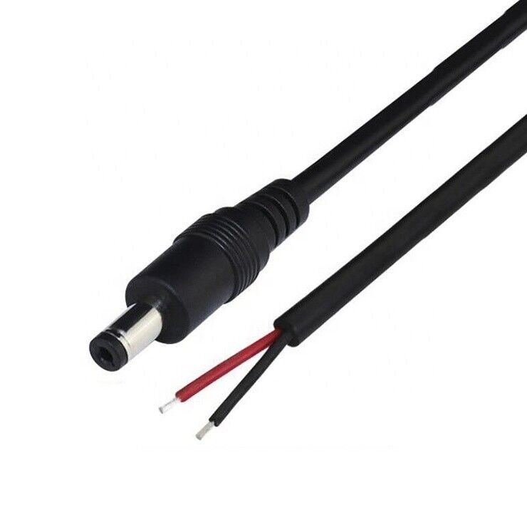 Custom Male Female Jack 1.35 2.5 2.1x5.5mm DC Cable Bare End Stripped Wire Pigtail Cable