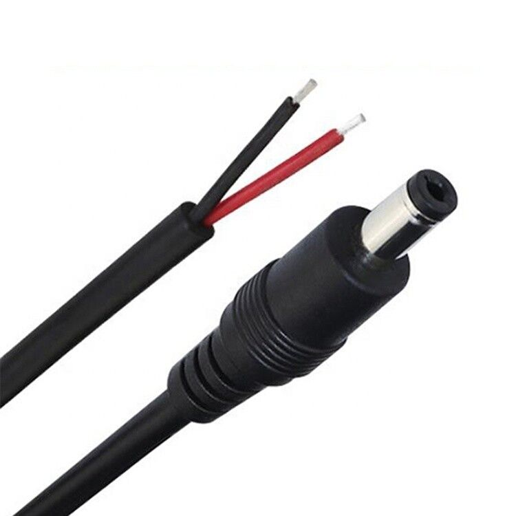Custom Male Female Jack 1.35 2.5 2.1x5.5mm DC Cable Bare End Stripped Wire Pigtail Cable