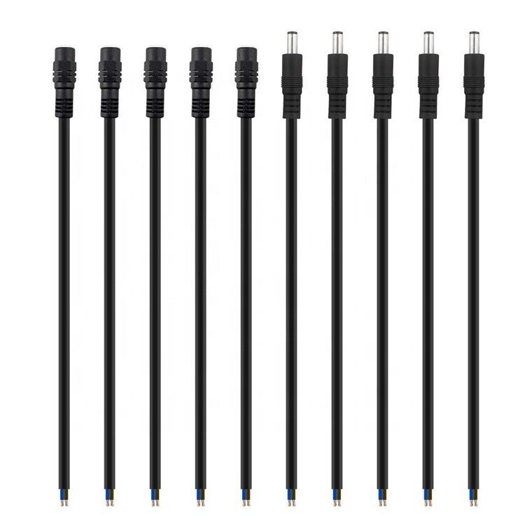 Custom Male Female Jack 1.35 2.5 2.1x5.5mm DC Cable Bare End Stripped Wire Pigtail Cable