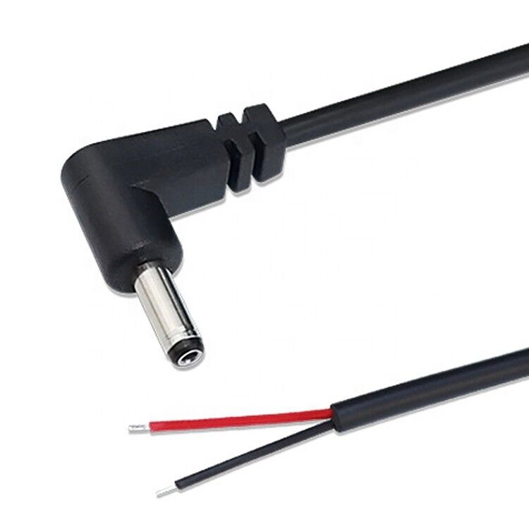 90 Degree Right Angle DC Jack 5.5x2.1mm 5.5x2.5mm 1.35x3.5mm to Open Wire End Pigtail Cable