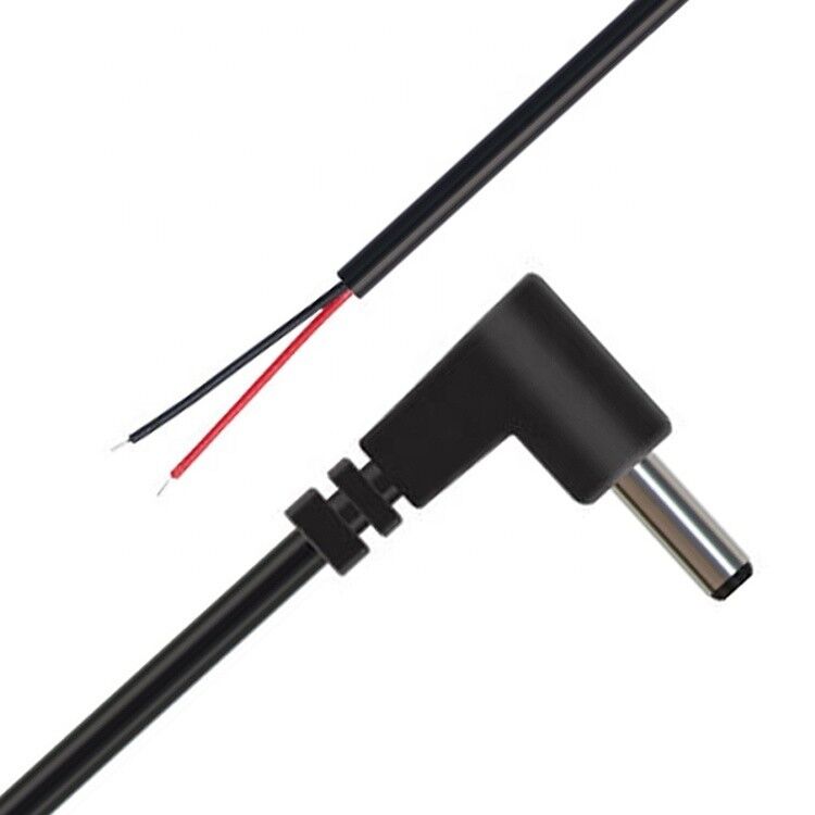 90 Degree Right Angle DC Jack 5.5x2.1mm 5.5x2.5mm 1.35x3.5mm to Open Wire End Pigtail Cable