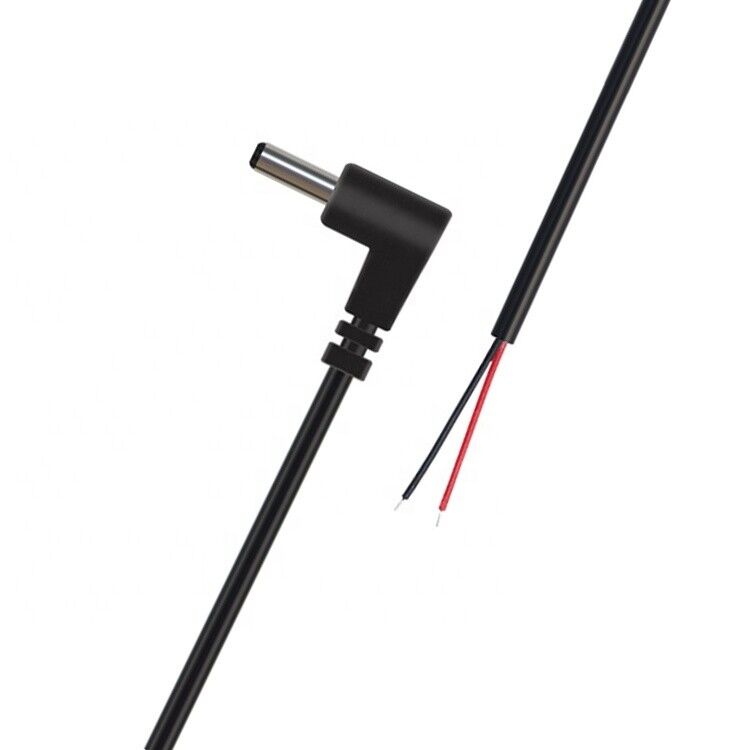 Customization 90 Degree Angle DC Barrel Jack Male 3.5x1.35mm to Stripped Tinned Wire Pigtail Bare End Cable