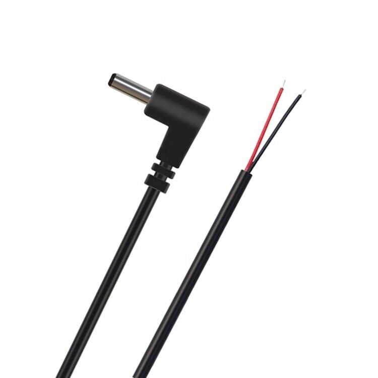 Customization 90 Degree Angle DC Barrel Jack Male 3.5x1.35mm to Stripped Tinned Wire Pigtail Bare End Cable