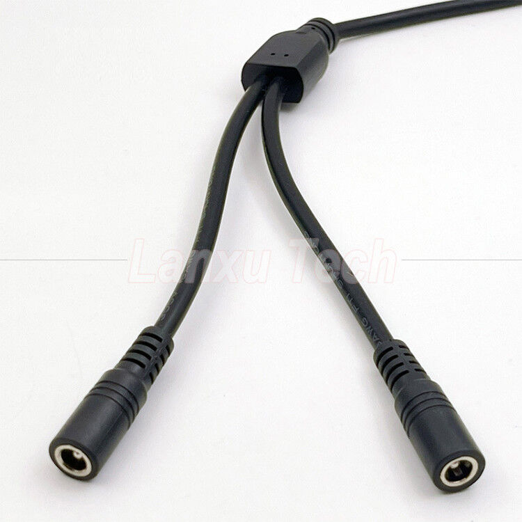 1 Female to 2 Ways Female DC 5.5x2.1mm Splitter Power Extension Cable for CCTV Security Camera LED Strip Light