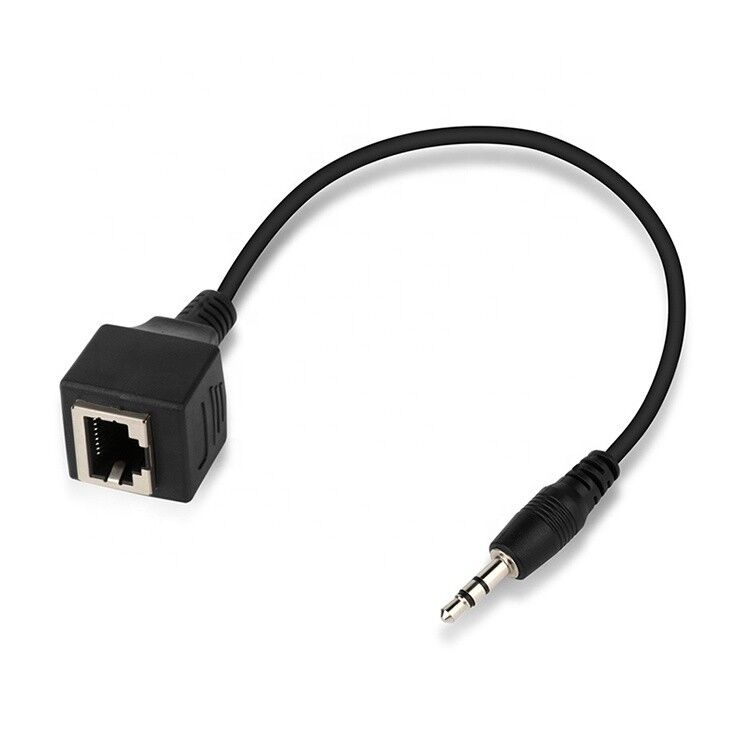 3.5mm Stereo Jack to RJ45 Female Socket Cat5 Cat6 Ethernet Extender Audio Cable