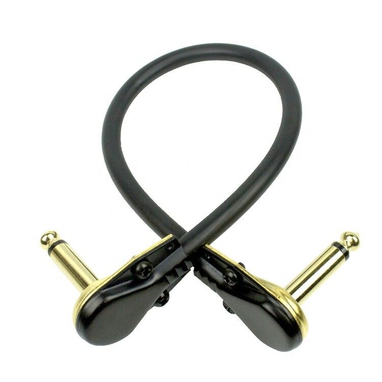 Short Golden Right Angle Mono TS Jack Instrument Guitar Patch Cable for Guitar Effects Pedal Board