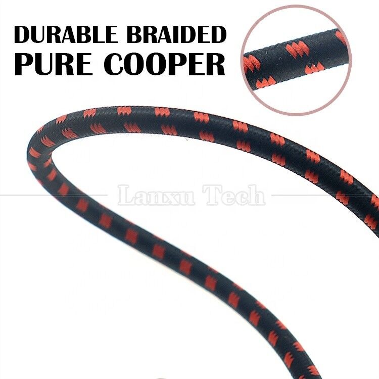 OEM 3ft 10ft 5m 1/4 6.35mm Mono TS Jack Lead Braided Electric Instrument Accessory Amp Effect Amplifier Guitar Patch Cable