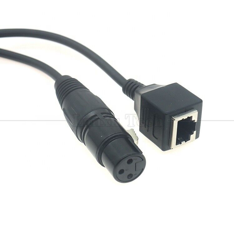 XLR 3 Pin Poles Male Female to RJ45 Female Cat5 Network Ethernet Adapter Cable for Led Audio DMX CON Controller