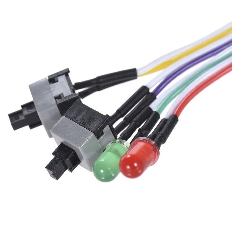 PC Case Computer Motherboard HDD Reset ATX Switch on off Power Cable with Led Light