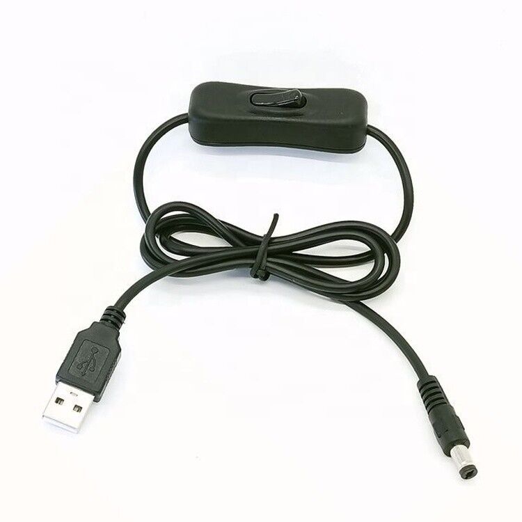 1m 5V USB to DC 5.5x2.1mm Power Charger Extension Cable with ON OFF Switch for Led