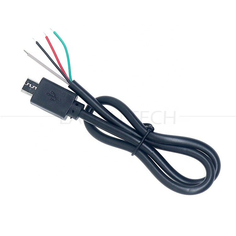 OEM Custom Micro B V8 5 Pin USB Male to Open Pigtail Bare Wires Cable