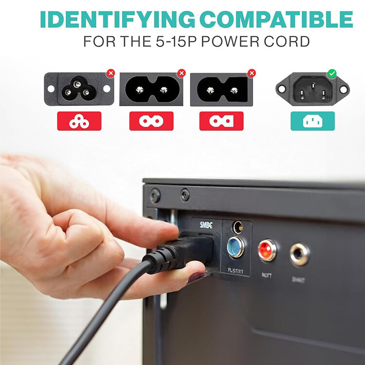 1m 2m 3m 5m 10m Universal 3 Prong NEMA 5-15P to IEC C13 AC Power Cord for PC Monitor Printer TV Desktop