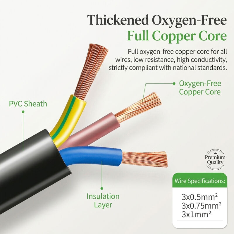 VDE Pure Cooper 5A 10A/250V CEE 7/7 to C13 EU Plug AC Power Cord Cable for Computerr TV Printer