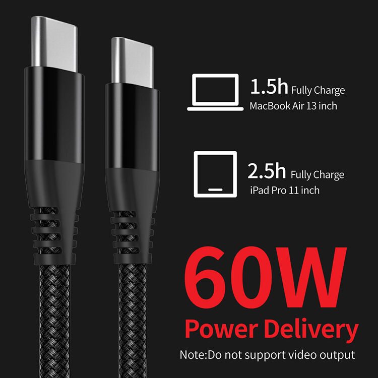 Braided Elbow 90 Degree Angle 60W 3A Type C To Type C PD Charging Data Charger Cable for Mobile Phone Monitor iPhone 15 16