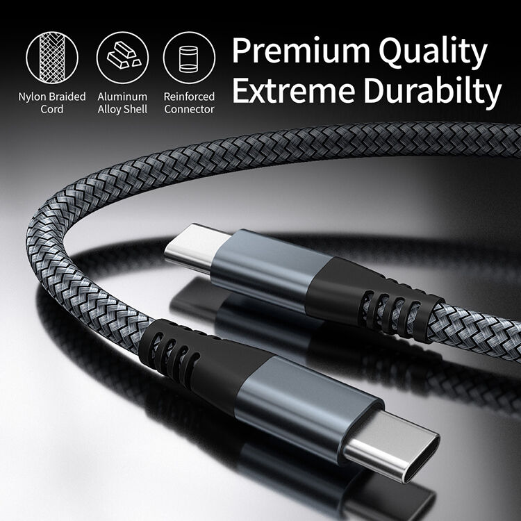 Braided Elbow 90 Degree Angle 60W 3A Type C To Type C PD Charging Data Charger Cable for Mobile Phone Monitor iPhone 15 16