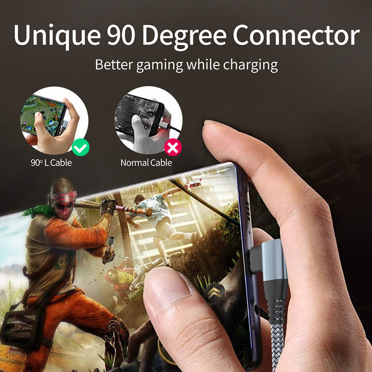 Braided Elbow 90 Degree Angle 60W 3A Type C To Type C PD Charging Data Charger Cable for Mobile Phone Monitor iPhone 15 16