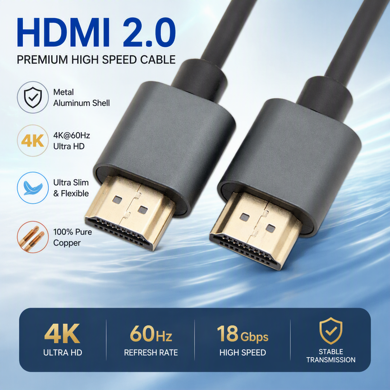 Ultra Thin Soft 4K 2K 1080P Alloy Shell Full Copper Male To Male Female HD HDMI 2.0 Cable for Computer Laptop Monitor Computer