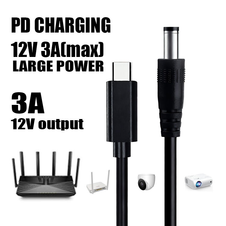 5V 9V 12V 15V 20V 3A PD Trigger USB Type C To DC 5.5x2.1mm 5.5x2.5mm Power Jack Charger Cable For Wifi Router Modem Projector Camera Laptop