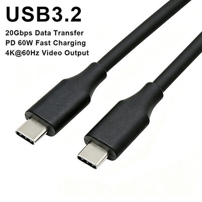4K HD Video 60W PD Charging USB3.2 Gen2 Type C to Type C Data Cable for Phone Laptop